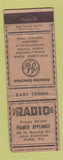 Matchbook Cover - Palmer Appliance York PA GE WORN
