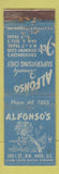 Matchbook Cover - Alfonso's Restaurant Washington DC WORN