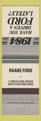 Matchbook Cover - 1984 Ford Raabe Ford Delphos OH