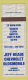 Matchbook Cover - Jeff Reade Chevrolet Oldsmobile Ramona CA