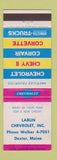 Matchbook Cover - 1963 Chevrolet Labun Dexter ME