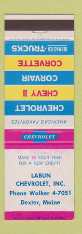 Matchbook Cover - 1963 Chevrolet Labun Dexter ME
