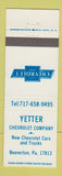 Matchbook Cover - Yetter Chevrolet Beaverton PA