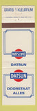 Matchbook Cover - Datsun Belgium Brussels