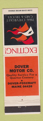 Matchbook Cover - Dover Motors Dover Foxcroft ME 1966 Chevrolet
