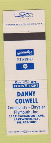 Matchbook Cover - Danny Colwell Chrysler Plymouth Lakewood NY