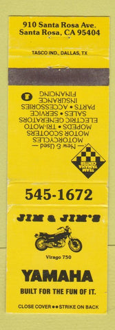 Matchbook Cover - Jim's Yamaha Santa Rosa CA Motorcycles