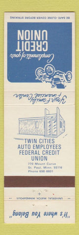 Matchbook Cover - Twin Cities Auto Credit Union St Paul MN