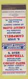 Matchbook Cover - S Dyer Campbell Circuit Clerk Pinckneyville IL WEAR
