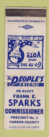Matchbook Cover - Frank Sparks Commissioner Carson County WEAR