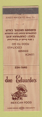 Matchbook Cover - Don Eduardo's Mexican Food Garden Grove CA