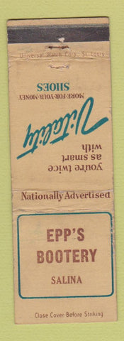 Matchbook Cover - Vitality Shoes Epp's Bootery Salina KS WORN
