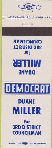 Matchbook Cover - Duane Miller 3rd District Coucilman