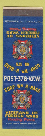 Matchbook Cover - VFW Corp Wm H Haag Reading PA