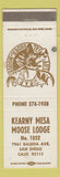 Matchbook Cover - Moose Lodge Kearny Mesa San Diego CA WEAR