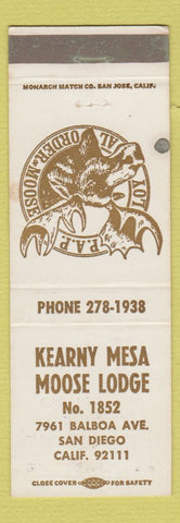 Matchbook Cover - Moose Lodge Kearny Mesa San Diego CA WEAR