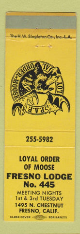 Matchbook Cover - Moose Lodge Fresno CA WEAR