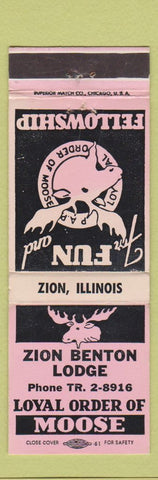 Matchbook Cover - Moose Lodge Zion IL WEAR