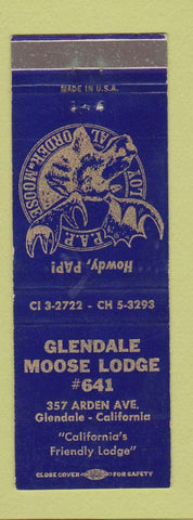 Matchbook Cover - Moose Lodge Glendale CA