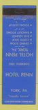 Matchbook Cover - Hotel Penn York PA WEAR #2