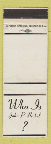 Matchbook Cover - John P Bickel Real Estate Insurance Cedar Rapids IA