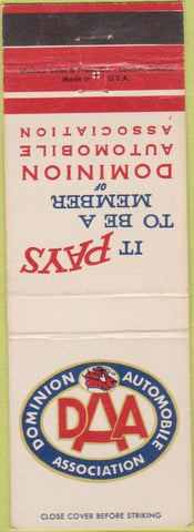 Matchbook Cover - Dominion Automobile Assoc