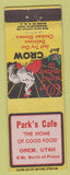 Matchbook Cover - Park's Cafe Orem UT
