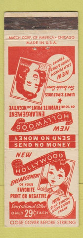 Matchbook Cover - Hollywood Photo Enlargements