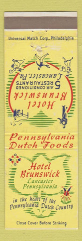 Matchbook Cover - Hotel Brunswick Lancaster PA #2 YELLOW