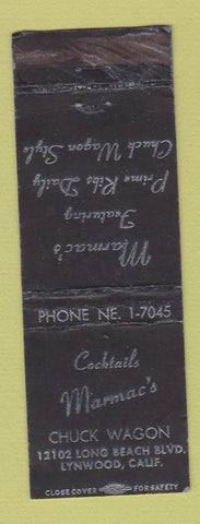 Matchbook Cover - Marmac's Chuck Wagon Lynwood CA WEAR