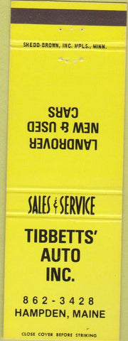 Matchbook Cover - Tibbetts' Auto Inc Hampden ME Landrover