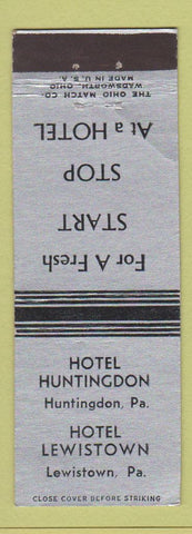 Matchbook Cover - Hotel Huntingdon PA Lewistown WEAR #1