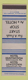 Matchbook Cover - Hotel Huntingdon PA Lewistown #2