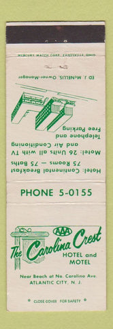 Matchbook Cover - Carolina Crest Hotel Atlantic City NJ