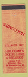 Matchbook Cover - Holcomb's Cocktail Lounge Restaurant Stillwater MN