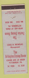 Matchbook Cover - Arlington Dining Room Pittsburgh PA
