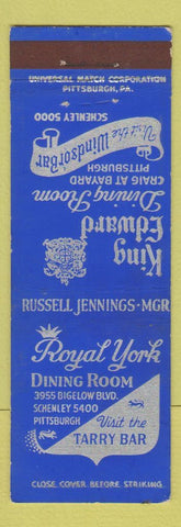 Matchbook Cover - Royal York Dining Room King Edward Pittsburgh PA