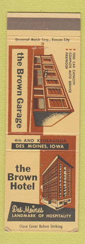 Matchbook Cover - Brown Hotel Des Moines IA