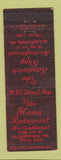 Matchbook Cover - Home Restaurant Allentown PA