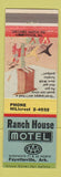 Matchbook Cover - Ranch House Motel Fayetteville AR Hillbilly