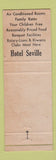 Matchbook Cover - Hotel Seville Harrison AR