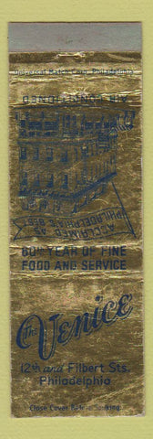 Matchbook Cover - The Venice Restaurant Philadelphia PA WEAR
