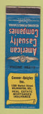 Matchbook Cover - Connor Quigley Insurance Wilmington DE