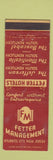 Matchbook Cover - Fetter Hotels Atlantic City NJ WEAR