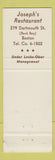 Matchbook Cover - Locke Ober Cafe Boston MA
