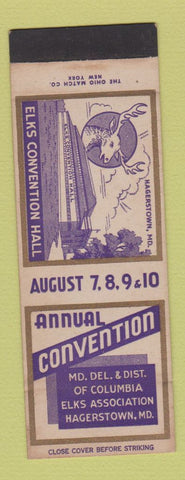 Matchbook Cover - Elks Convention Hagerstown MD SAMPLE