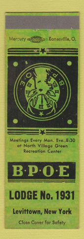 Matchbook Cover - Elks Lodge Levittown NY