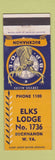 Matchbook Cover - Elks Lodge Buckhanon WV