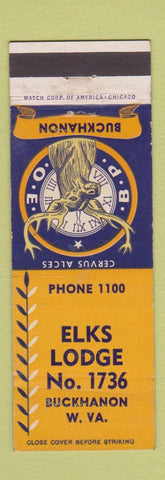 Matchbook Cover - Elks Lodge Buckhanon WV