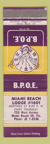 Matchbook Cover - Elks Lodge Miami Beach FL WEAR